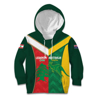 Custom Rugby Australia and Lebanon Kid Hoodie Aussie Kangaroos Cedars Together