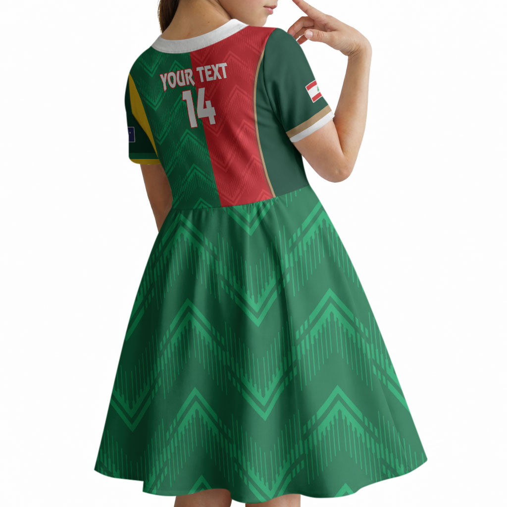 Custom Rugby Australia and Lebanon Kid Short Sleeve Dress Aussie Kangaroos Cedars Together