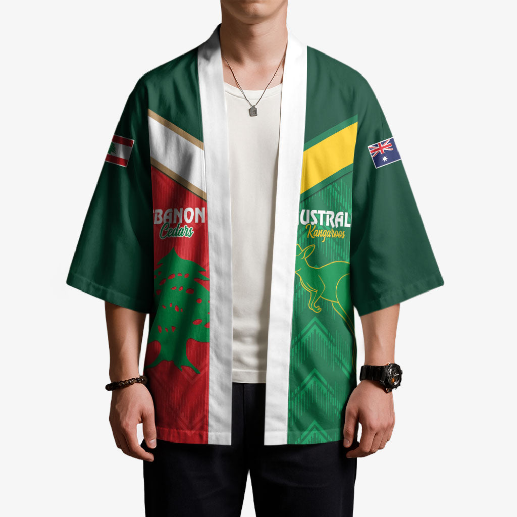 Custom Rugby Australia and Lebanon Kimono Aussie Kangaroos Cedars Together