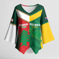 Custom Rugby Australia and Lebanon Kimono Sleeve Blouse Aussie Kangaroos Cedars Together