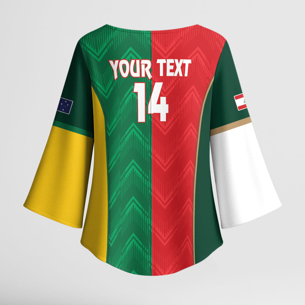 Custom Rugby Australia and Lebanon Kimono Sleeve Blouse Aussie Kangaroos Cedars Together