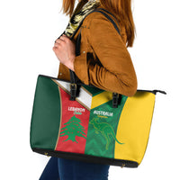 Rugby Australia and Lebanon Leather Tote Bag Aussie Kangaroos Cedars Together
