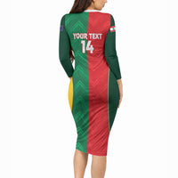 Custom Rugby Australia and Lebanon Long Sleeve Bodycon Dress Aussie Kangaroos Cedars Together