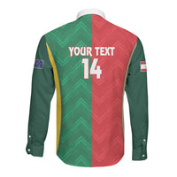 Custom Rugby Australia and Lebanon Long Sleeve Button Shirt Aussie Kangaroos Cedars Together