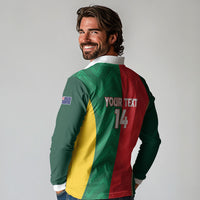 Custom Rugby Australia and Lebanon Long Sleeve Polo Shirt Aussie Kangaroos Cedars Together