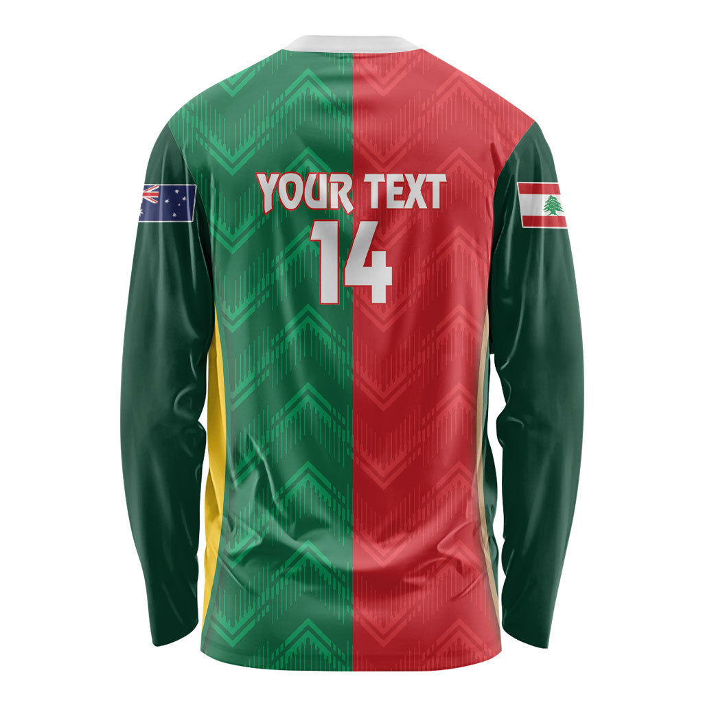 Custom Rugby Australia and Lebanon Long Sleeve Shirt Aussie Kangaroos Cedars Together