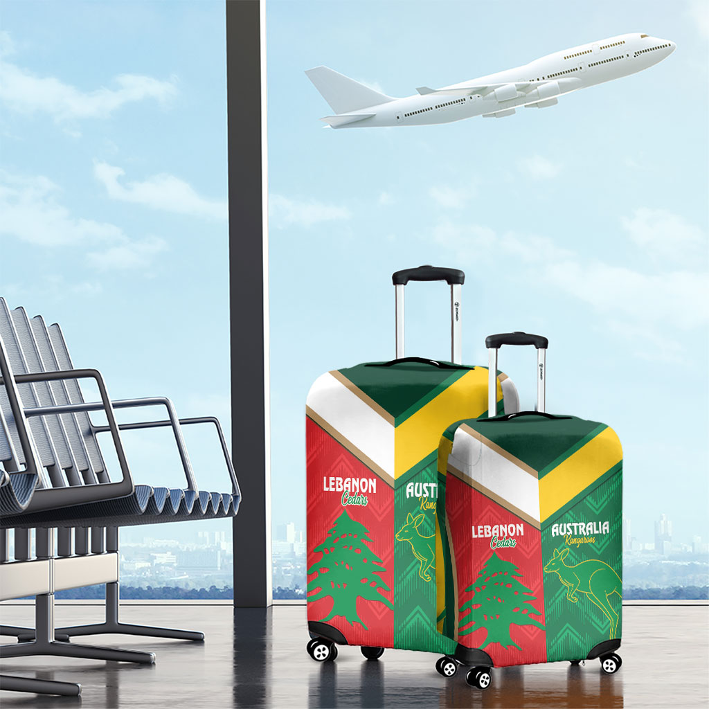 Rugby Australia and Lebanon Luggage Cover Aussie Kangaroos Cedars Together