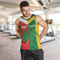 Custom Rugby Australia and Lebanon Men Tank Top Aussie Kangaroos Cedars Together