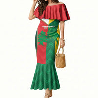 Custom Rugby Australia and Lebanon Mermaid Dress Aussie Kangaroos Cedars Together