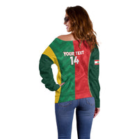 Custom Rugby Australia and Lebanon Off Shoulder Sweater Aussie Kangaroos Cedars Together