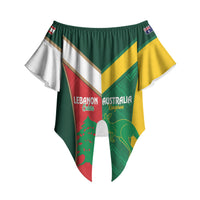 Custom Rugby Australia and Lebanon Off Shoulder Wrap Waist Top Aussie Kangaroos Cedars Together