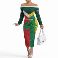 Custom Rugby Australia and Lebanon Off The Shoulder Long Sleeve Dress Aussie Kangaroos Cedars Together