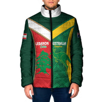 Custom Rugby Australia and Lebanon Padded Jacket Aussie Kangaroos Cedars Together