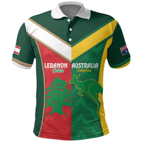 Custom Rugby Australia and Lebanon Polo Shirt Aussie Kangaroos Cedars Together