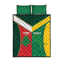 Rugby Australia and Lebanon Quilt Bed Set Aussie Kangaroos Cedars Together
