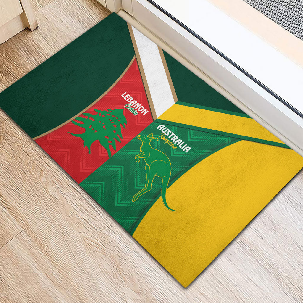Rugby Australia and Lebanon Rubber Doormat Aussie Kangaroos Cedars Together