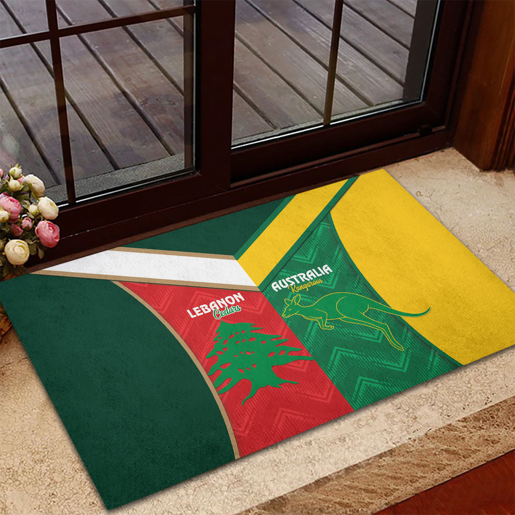 Rugby Australia and Lebanon Rubber Doormat Aussie Kangaroos Cedars Together