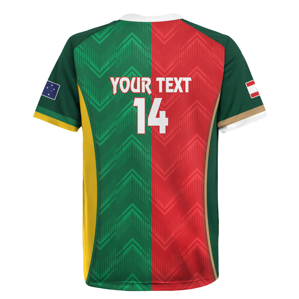 Custom Rugby Australia and Lebanon Rugby Jersey Aussie Kangaroos Cedars Together