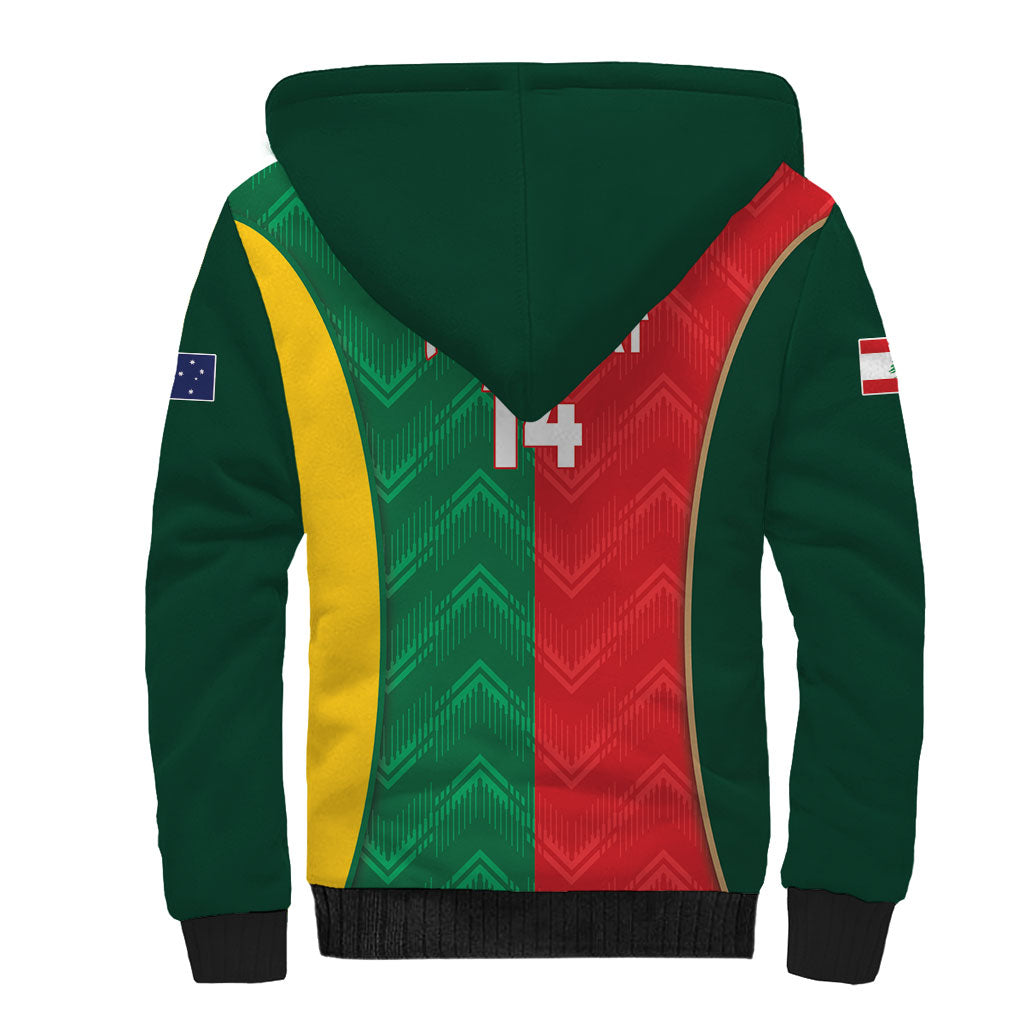 Custom Rugby Australia and Lebanon Sherpa Hoodie Aussie Kangaroos Cedars Together