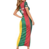 Custom Rugby Australia and Lebanon Short Sleeve Bodycon Dress Aussie Kangaroos Cedars Together