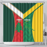 Rugby Australia and Lebanon Shower Curtain Aussie Kangaroos Cedars Together