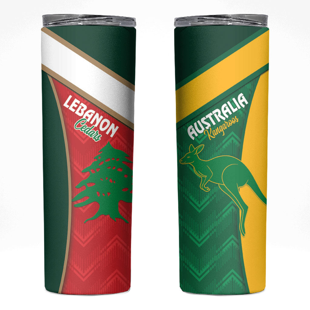 Rugby Australia and Lebanon Skinny Tumbler Aussie Kangaroos Cedars Together