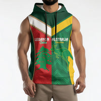 Custom Rugby Australia and Lebanon Sleeveless Hoodie Aussie Kangaroos Cedars Together