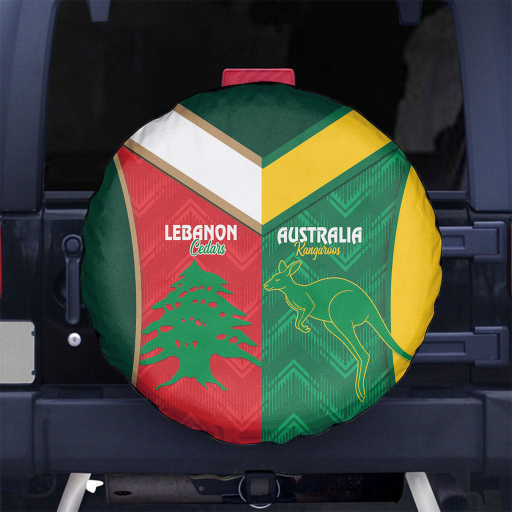 Rugby Australia and Lebanon Spare Tire Cover Aussie Kangaroos Cedars Together