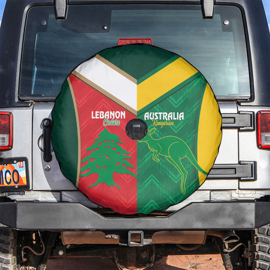 Rugby Australia and Lebanon Spare Tire Cover Aussie Kangaroos Cedars Together