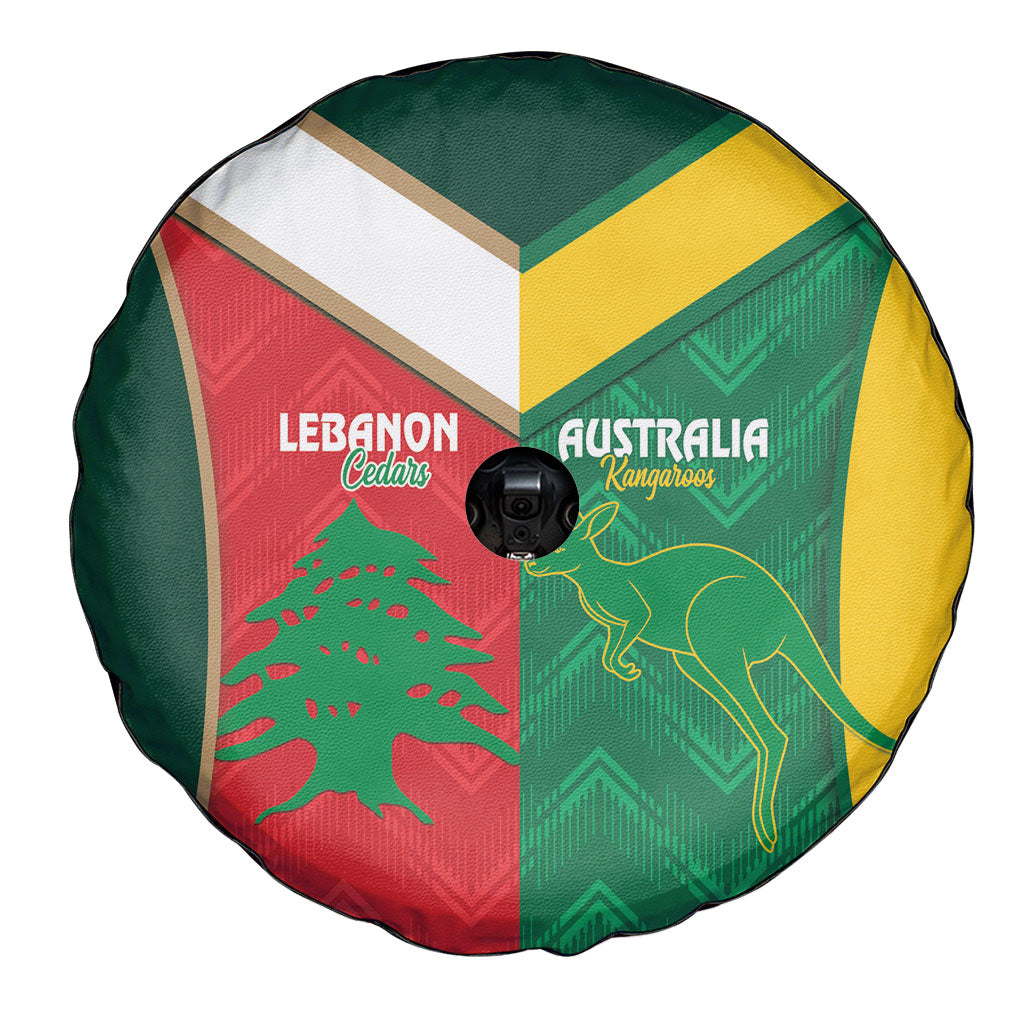 Rugby Australia and Lebanon Spare Tire Cover Aussie Kangaroos Cedars Together