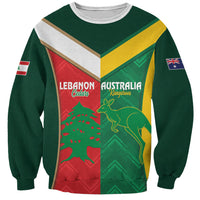 Custom Rugby Australia and Lebanon Sweatshirt Aussie Kangaroos Cedars Together