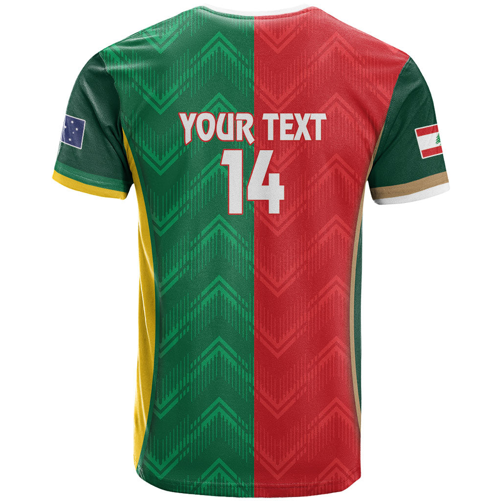Custom Rugby Australia and Lebanon T Shirt Aussie Kangaroos Cedars Together