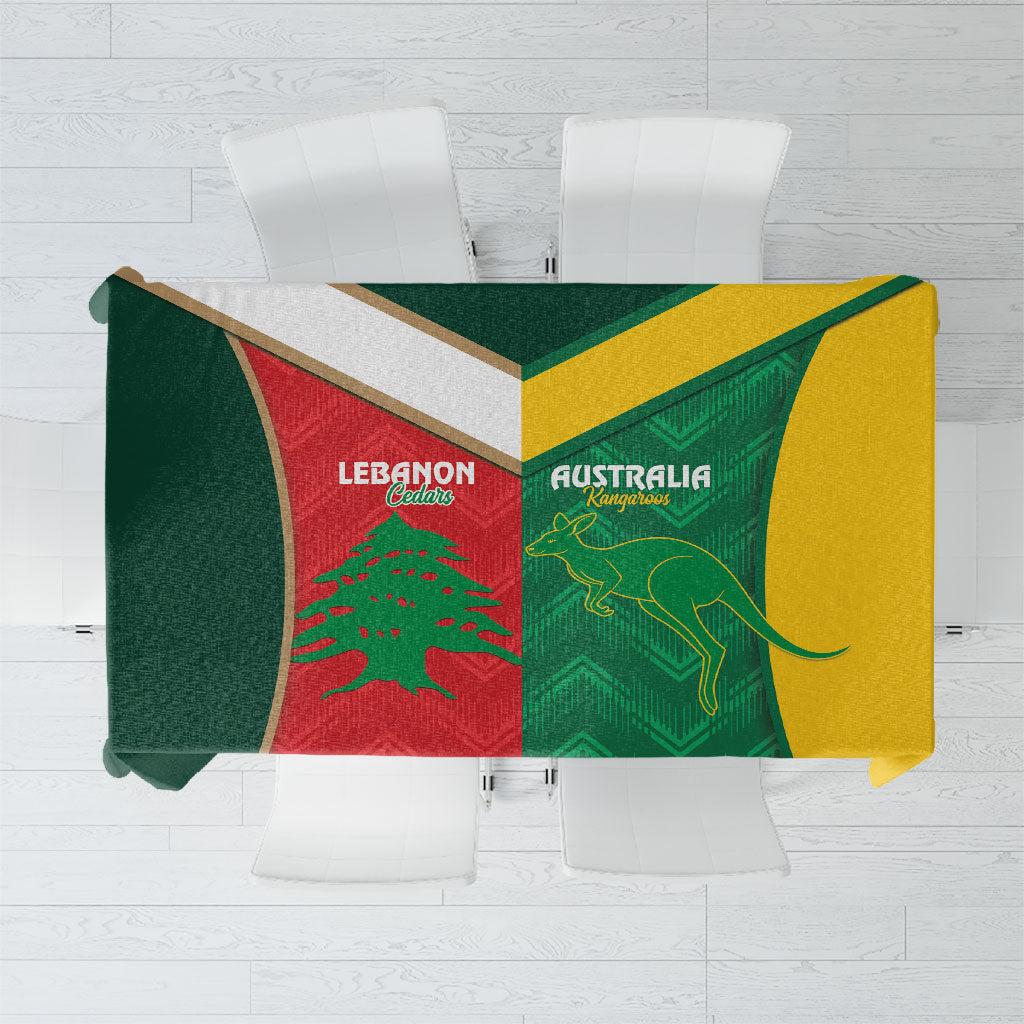 Rugby Australia and Lebanon Tablecloth Aussie Kangaroos Cedars Together