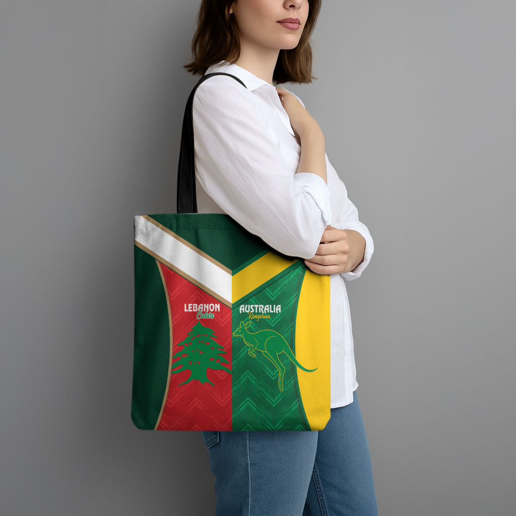 Rugby Australia and Lebanon Tote Bag Aussie Kangaroos Cedars Together
