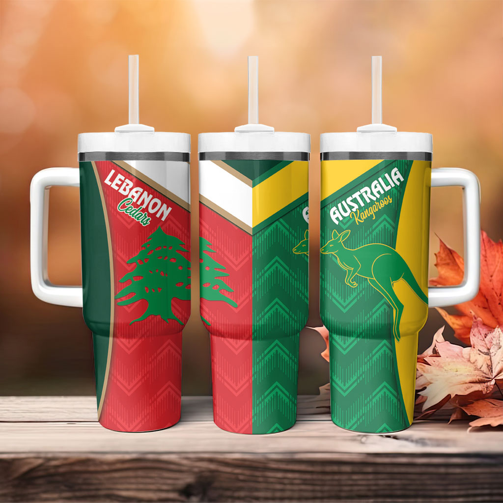 Rugby Australia and Lebanon Tumbler With Handle Aussie Kangaroos Cedars Together