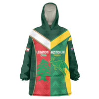 Custom Rugby Australia and Lebanon Wearable Blanket Hoodie Aussie Kangaroos Cedars Together
