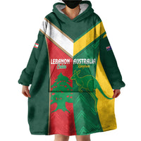 Custom Rugby Australia and Lebanon Wearable Blanket Hoodie Aussie Kangaroos Cedars Together