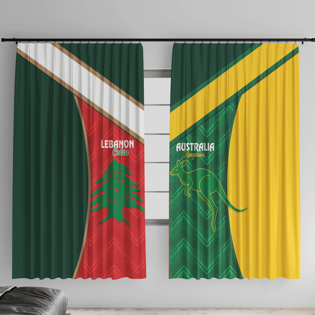 Rugby Australia and Lebanon Window Curtain Aussie Kangaroos Cedars Together