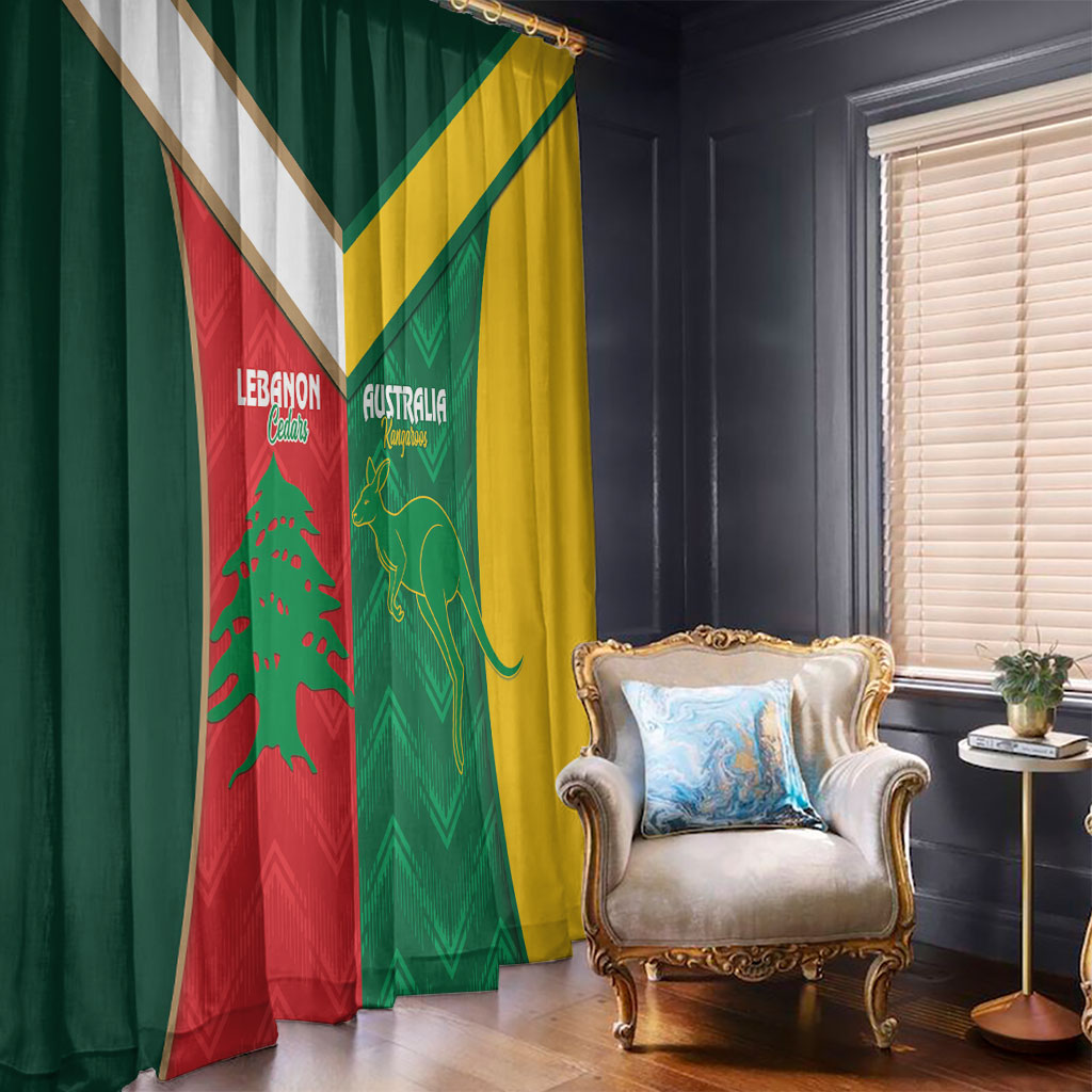 Rugby Australia and Lebanon Window Curtain Aussie Kangaroos Cedars Together