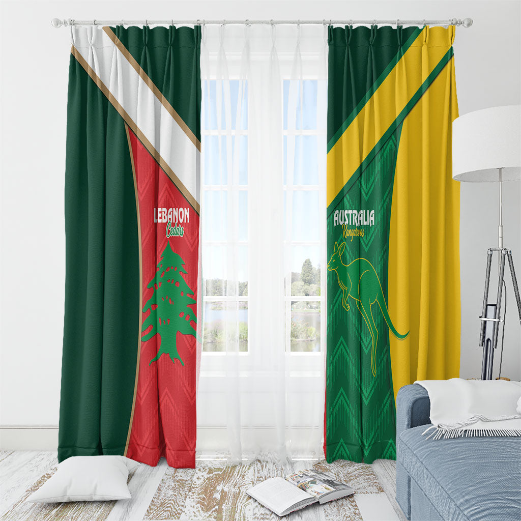 Rugby Australia and Lebanon Window Curtain Aussie Kangaroos Cedars Together