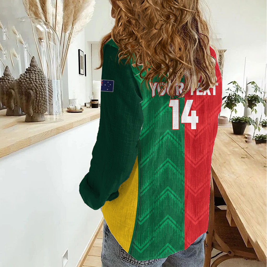 Custom Rugby Australia and Lebanon Women Casual Shirt Aussie Kangaroos Cedars Together