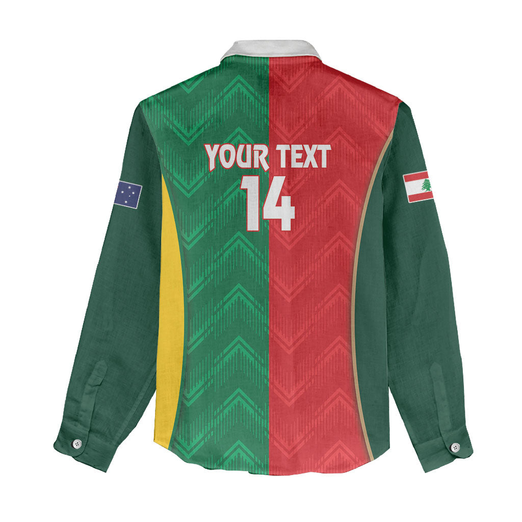 Custom Rugby Australia and Lebanon Women Casual Shirt Aussie Kangaroos Cedars Together
