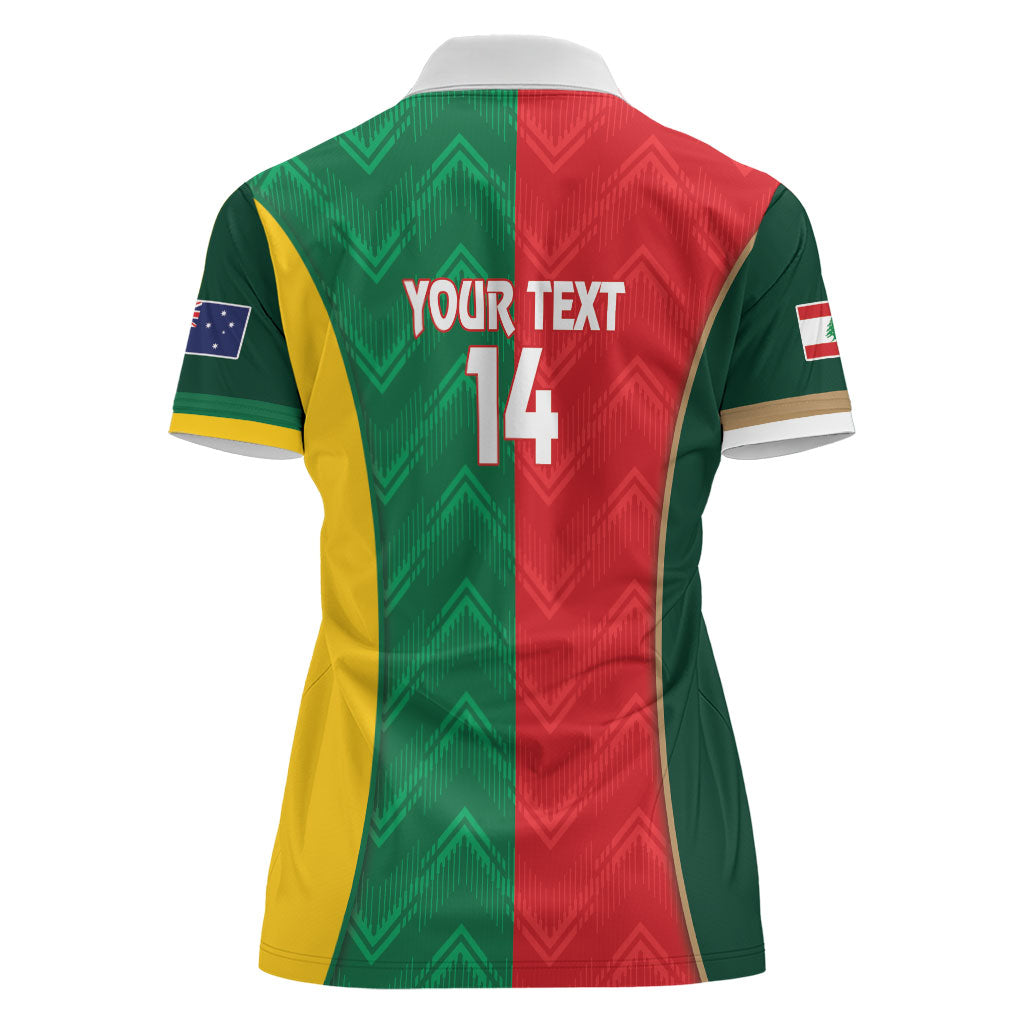 Custom Rugby Australia and Lebanon Women Polo Shirt Aussie Kangaroos Cedars Together