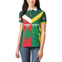 Custom Rugby Australia and Lebanon Women Polo Shirt Aussie Kangaroos Cedars Together