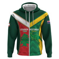 Custom Rugby Australia and Lebanon Zip Hoodie Aussie Kangaroos Cedars Together