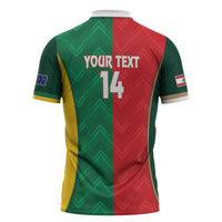Custom Rugby Australia and Lebanon Zipper Polo Shirt Aussie Kangaroos Cedars Together
