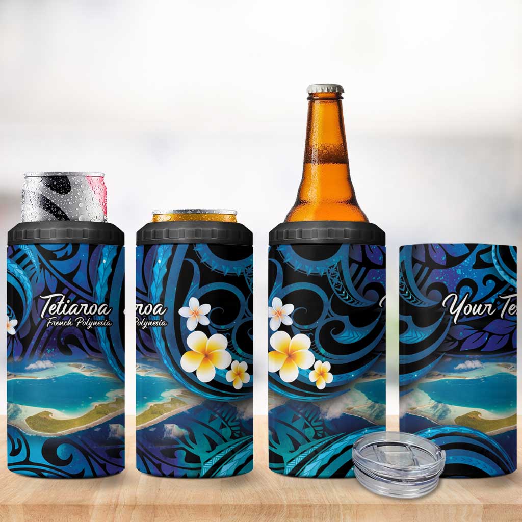 Personalised French Polynesia Tetiaroa Atoll 4 in 1 Can Cooler Tumbler Polynesian Curves Style - Wonder Print Shop