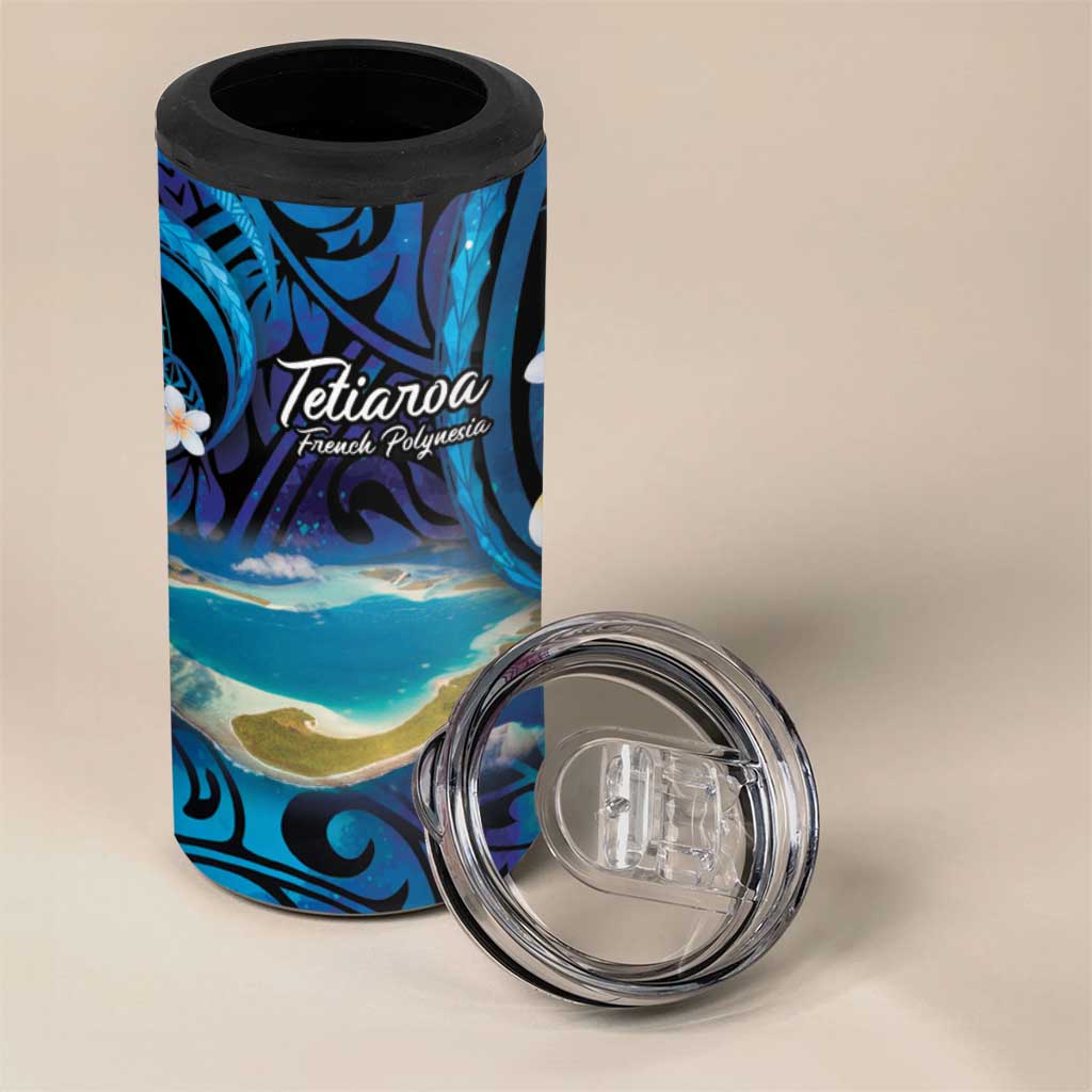 Personalised French Polynesia Tetiaroa Atoll 4 in 1 Can Cooler Tumbler Polynesian Curves Style - Wonder Print Shop