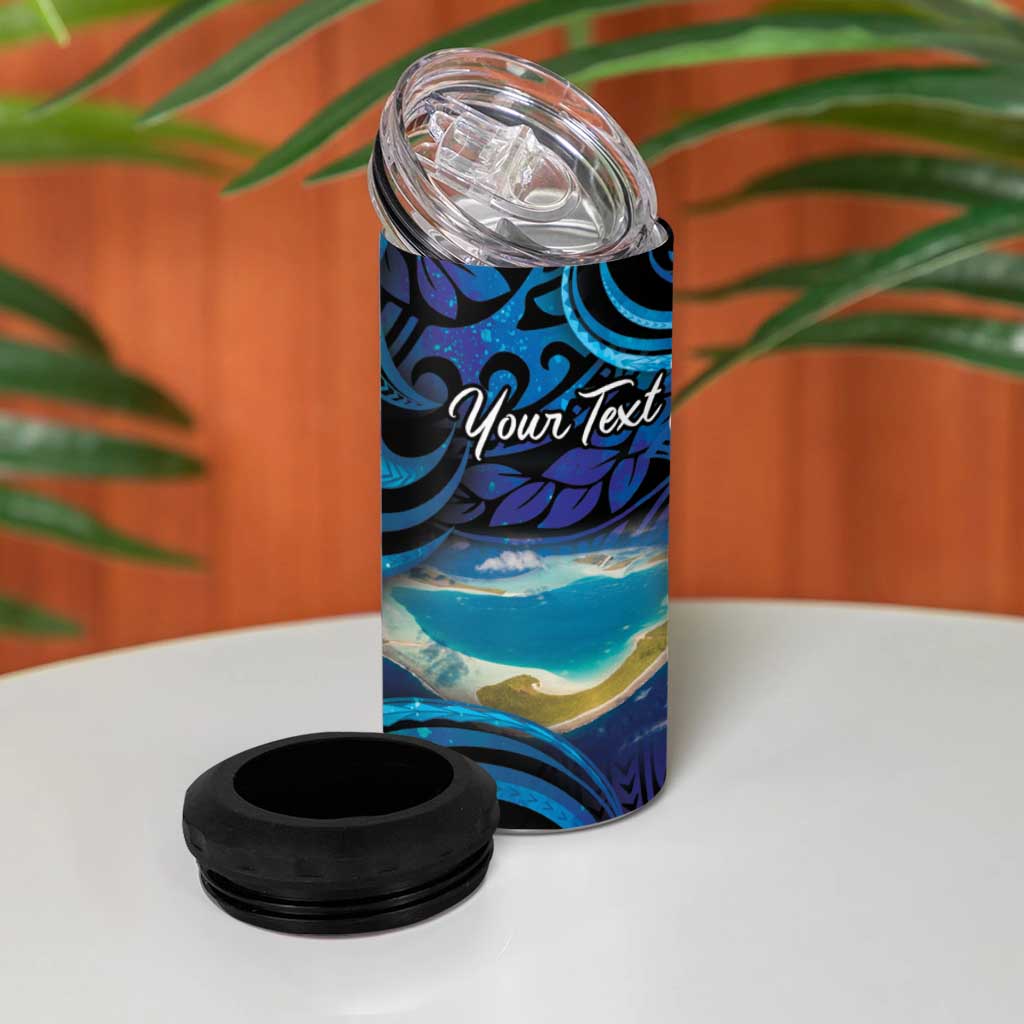 Personalised French Polynesia Tetiaroa Atoll 4 in 1 Can Cooler Tumbler Polynesian Curves Style - Wonder Print Shop