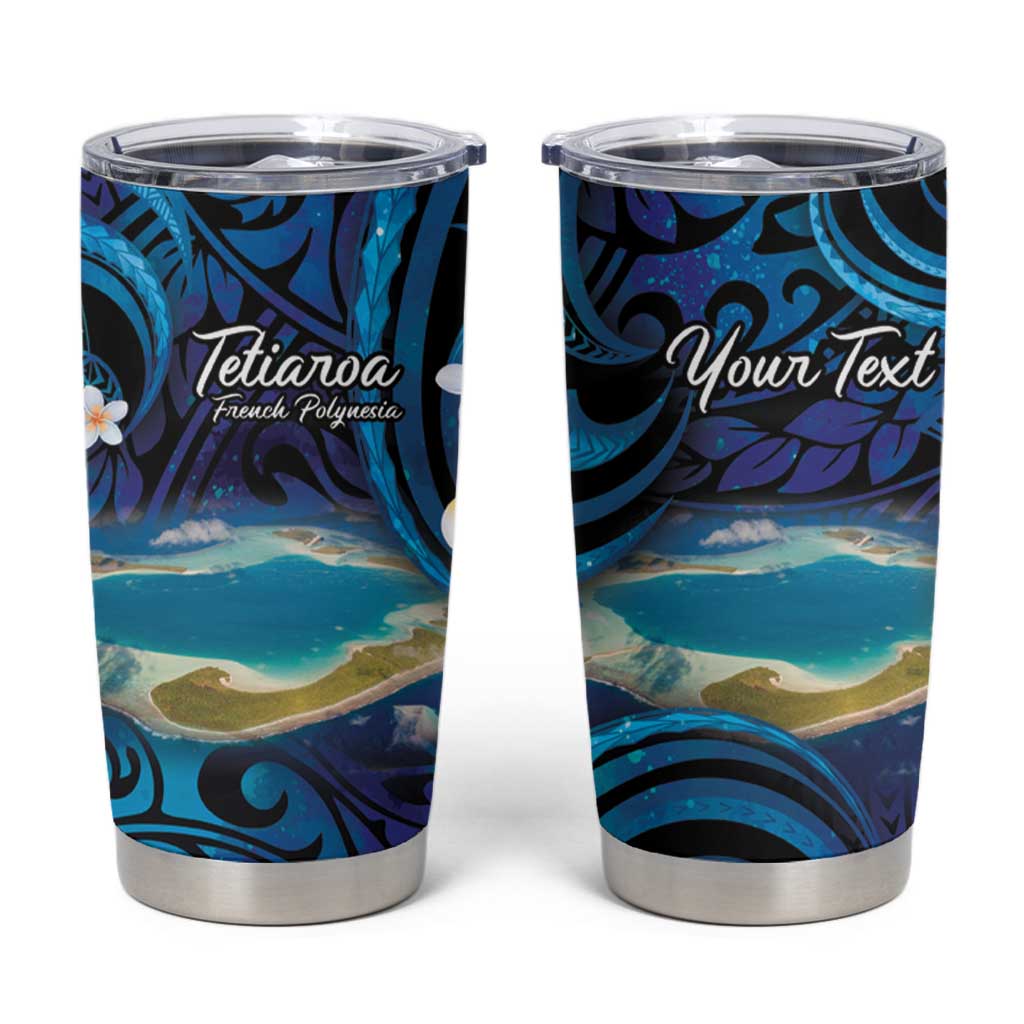 Personalised French Polynesia Tetiaroa Atoll Tumbler Cup Polynesian Curves Style - Wonder Print Shop
